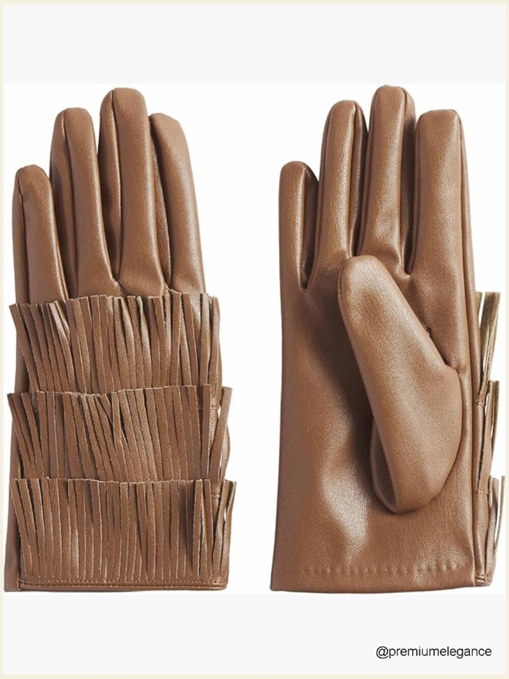 Faux Leather Tiered Fringe Winter Gloves One Size